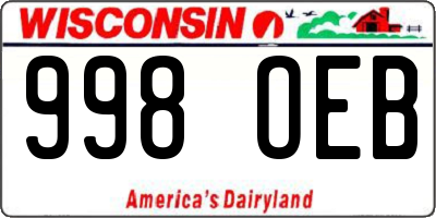 WI license plate 998OEB