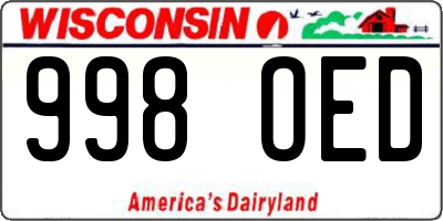 WI license plate 998OED