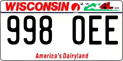 WI license plate 998OEE