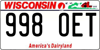 WI license plate 998OET