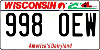 WI license plate 998OEW