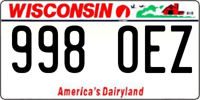 WI license plate 998OEZ