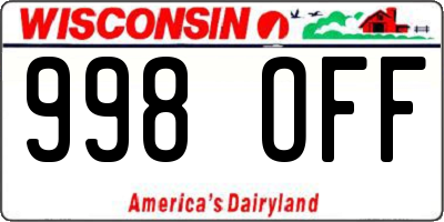 WI license plate 998OFF