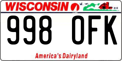 WI license plate 998OFK