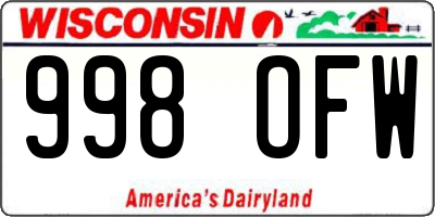WI license plate 998OFW