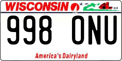 WI license plate 998ONU