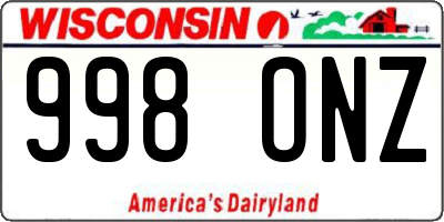 WI license plate 998ONZ