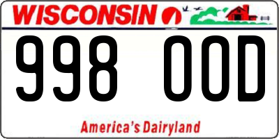 WI license plate 998OOD