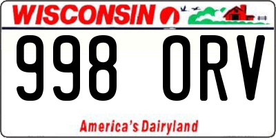 WI license plate 998ORV