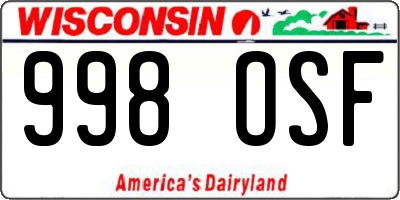 WI license plate 998OSF