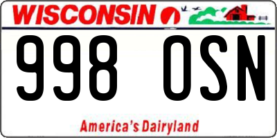 WI license plate 998OSN