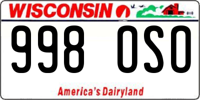 WI license plate 998OSO