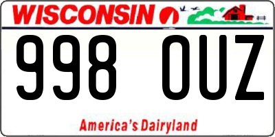 WI license plate 998OUZ