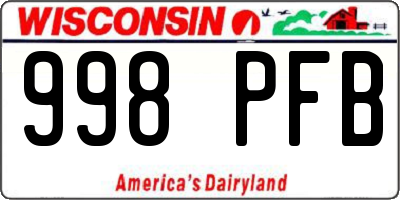 WI license plate 998PFB