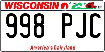 WI license plate 998PJC