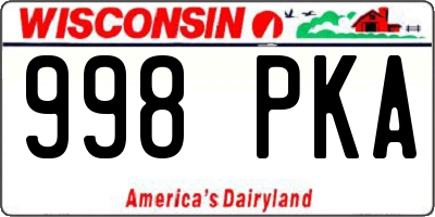 WI license plate 998PKA