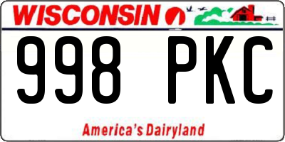 WI license plate 998PKC