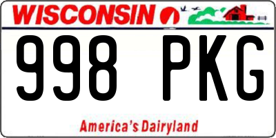 WI license plate 998PKG