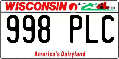 WI license plate 998PLC