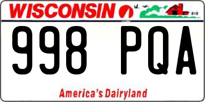 WI license plate 998PQA