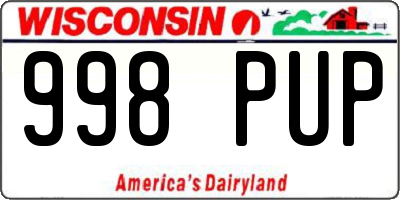 WI license plate 998PUP
