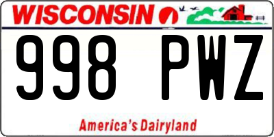 WI license plate 998PWZ