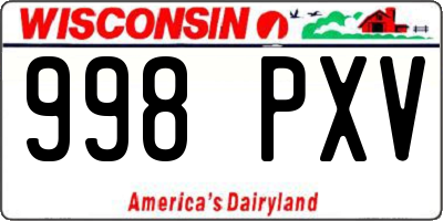 WI license plate 998PXV
