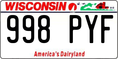 WI license plate 998PYF