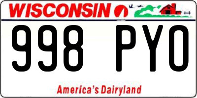 WI license plate 998PYO