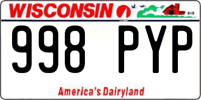 WI license plate 998PYP