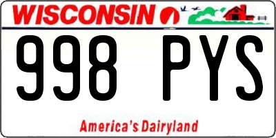 WI license plate 998PYS