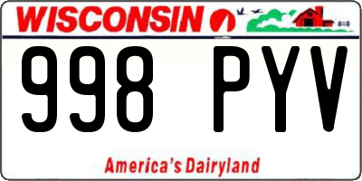 WI license plate 998PYV