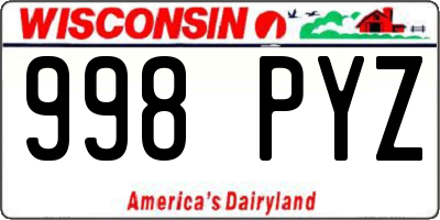 WI license plate 998PYZ