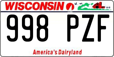 WI license plate 998PZF