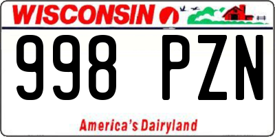 WI license plate 998PZN