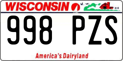 WI license plate 998PZS