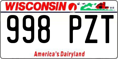 WI license plate 998PZT