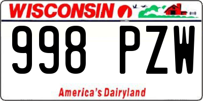 WI license plate 998PZW