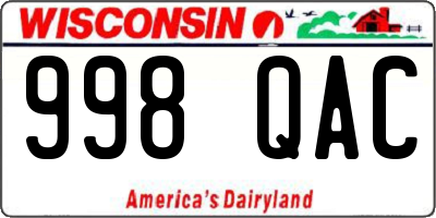 WI license plate 998QAC
