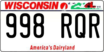 WI license plate 998RQR