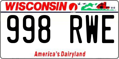 WI license plate 998RWE