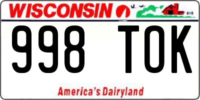 WI license plate 998TOK