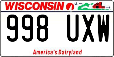 WI license plate 998UXW