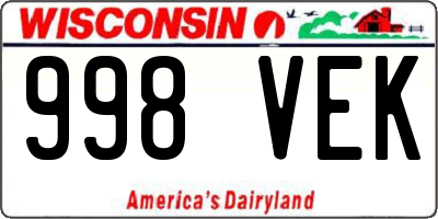 WI license plate 998VEK