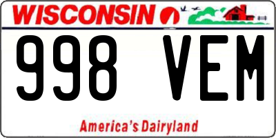 WI license plate 998VEM