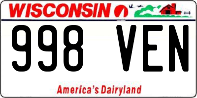 WI license plate 998VEN