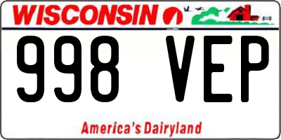 WI license plate 998VEP