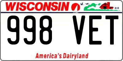 WI license plate 998VET