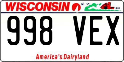 WI license plate 998VEX