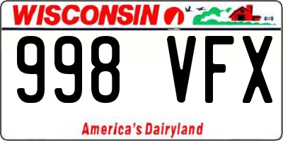 WI license plate 998VFX